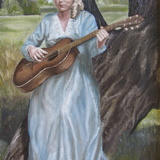 Kitaraa soittava tyttö, 35 x 50, 1995
