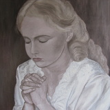 Rukoileva tyttö, 50 x 65, 1993